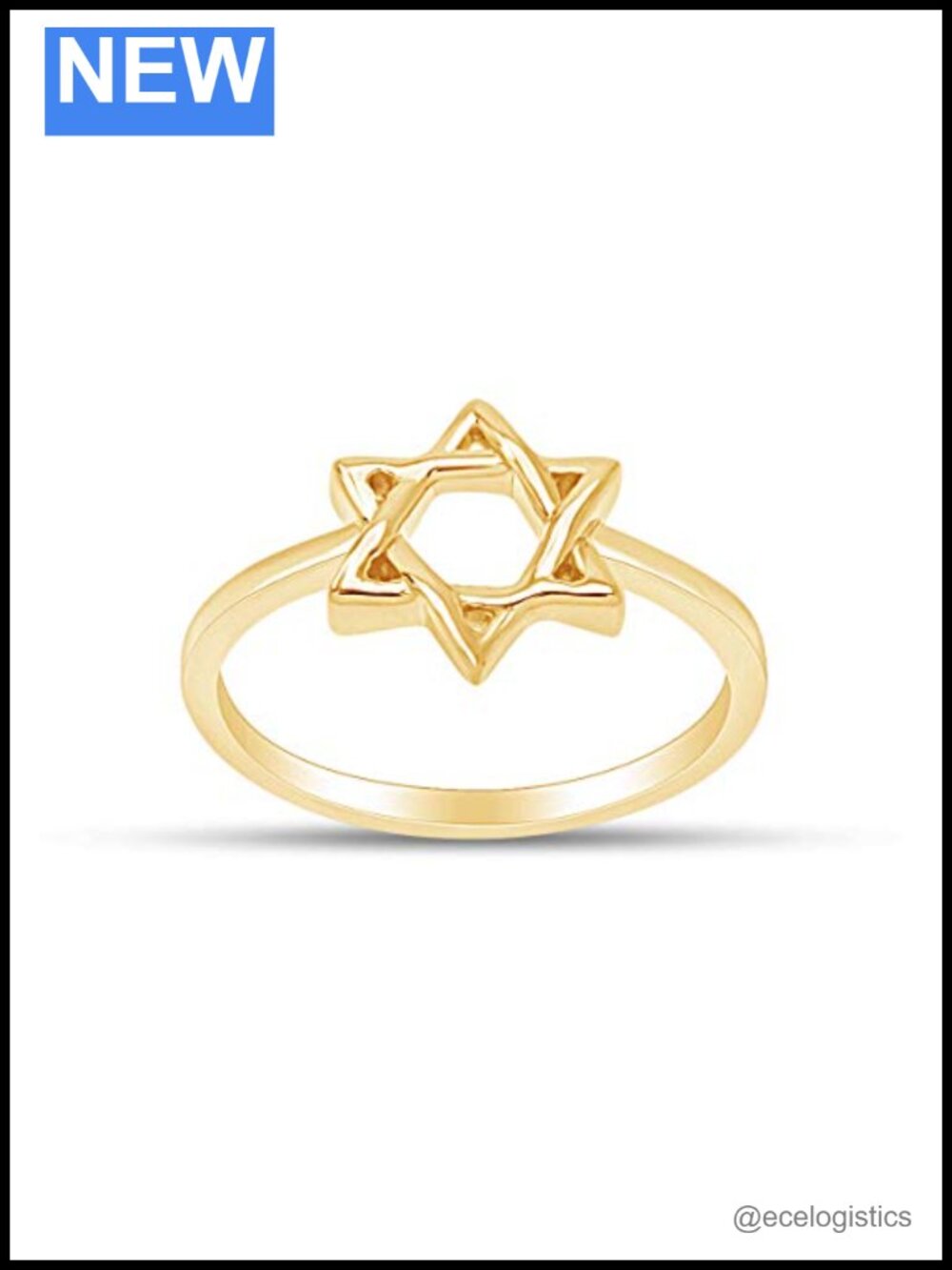Star of David Ring 925 Sterling Silver 14K Yellow Gold Plated Jewish Jewelry